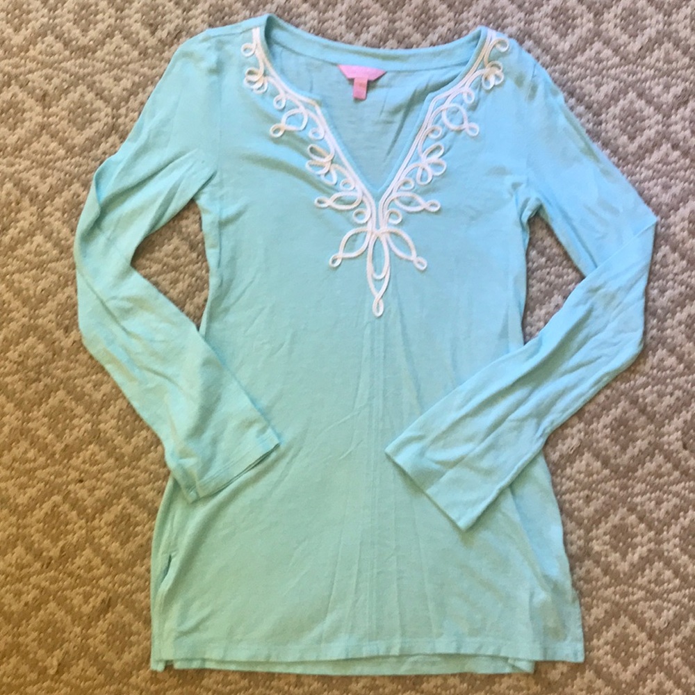 Lilly Pulitzer Blue Embroidered Tunic Size S